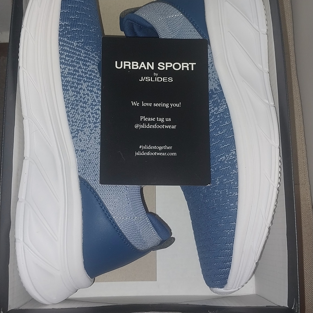 J/SLIDES Urban Sport Blue Knit Holly Slides